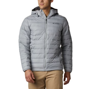 Columbia Powder Lite Hooded Insulated, Chamarras Grises Para Hombre | 238097-VAP